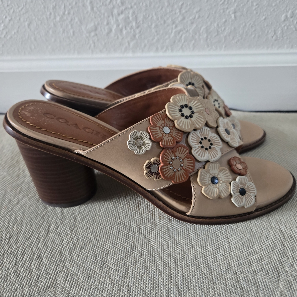 COACH Tea Rose Heeled Sandals - Picture 5 of 9